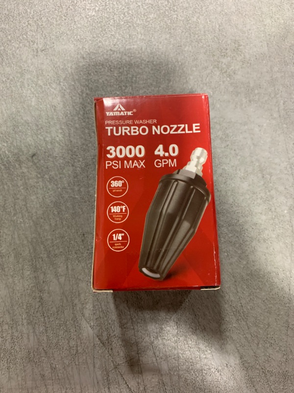 Photo 1 of YAMATIC Pressure Washer Tips Turbo Nozzle, 360° Rotating Spray Turbo 3000 PSI 4.0GPM with 1/4" Quick Connector, Compatible with Ryobi, Greenworks, Craftsman, Troybilt, Simpson