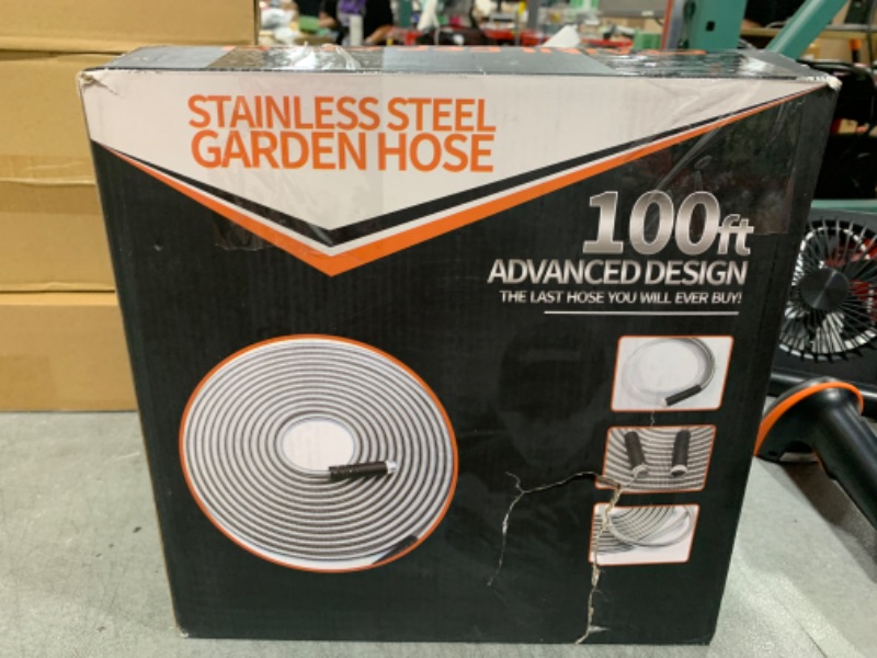 Photo 1 of 100 ft Stainless Steel Garden Hose - 2025 Upgraded Metal Water Hoses with 3/4" Solid Brass Fitting, Extra Strength Materials - Lightweight,Ultra Flexible,Durable,Kink-Less Water Hoses For Yard Camper