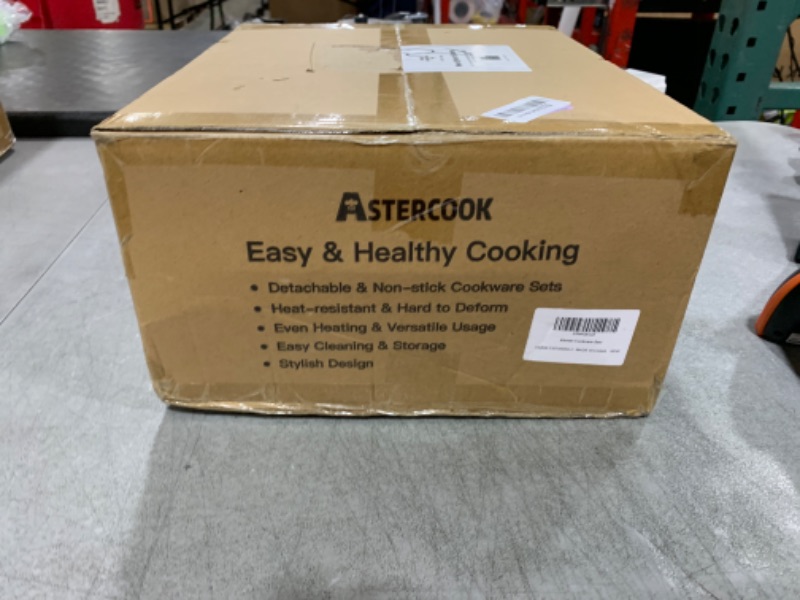 Photo 1 of Astercook 23 Pcs Pots and Pans Set Non Stick, Ceramic Cookware Set Detachable Handle, RV Kitchen Cooking Set Removable Handles, Oven Safe, Induction Ready, Stackable Non-stick Set, Cream White