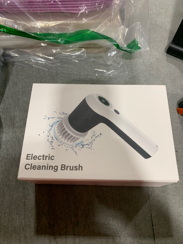 Photo 1 of PUFTEM Electric Spin Scrubber, Cordless Shower Scrubber with Battery Level Display, 2 Speeds Electric Scrubber for Cleaning with 6 Replaceable Heads, Cleaning Brush for Bathroom/Sink/Window