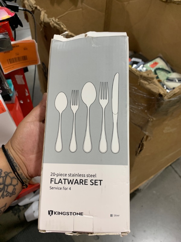 Photo 1 of KINGSTONE 20 Piece Teardrop Silverware Set for 4, 18/10 Stainless Steel Flatware Set, Modern Design Cutlery Set for Home/Hotel/Wedding,Mirror Polished and Dishwasher Safe