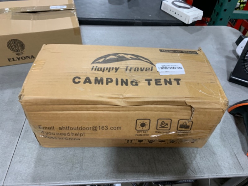 Photo 1 of Happy Travel Camping Tent, 4 Person Dome Tents for Camping with Rainfly, Waterproof Clip Easy Setup Portable Family Tent with Mesh Windows, 20% More Headroom Backpacking Tents for Camping & Hiking