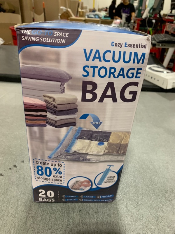 Photo 1 of 20 Pack Vacuum Storage Bags, Space Saver Bags (4 Jumbo/4 Large/4 Medium/4 Small/4 Roll) Compression for Comforters and Blankets, Sealer Clothes Storage, Hand Pump Included