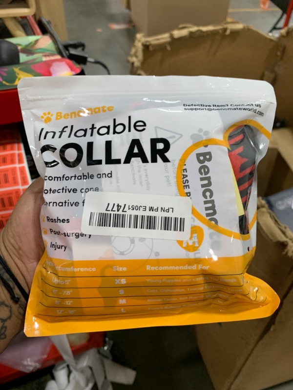 Photo 1 of BENCMATE Protective Inflatable Collar for Dogs and Cats - Soft Pet Recovery Collar Does Not Block Vision (Medium, Plaid)