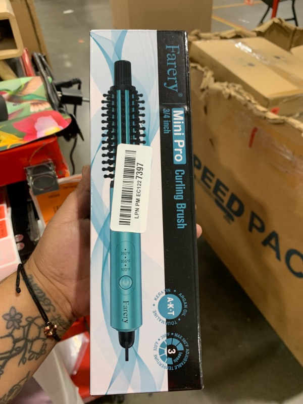 Photo 1 of FARERY Mini Thermal Brush 3 Temperature Adjustable, 3/4 Inch Travel Curling Iron for Short Hair, Heated Round Brush for Touch-ups and Small Curls, Lightweight Curling Wand for Thin Hair, Dual Voltage