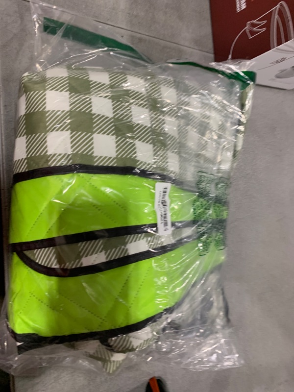 Photo 1 of ZAZE Extra Large Picnic Outdoor Blanket, 80''x80'' Waterproof Foldable Blankets Gingham Picnic Mat for Beach, Camping Grass Lawn Park Accessories Cute Couple Gifts Ideas Wedding Registry(Green White)