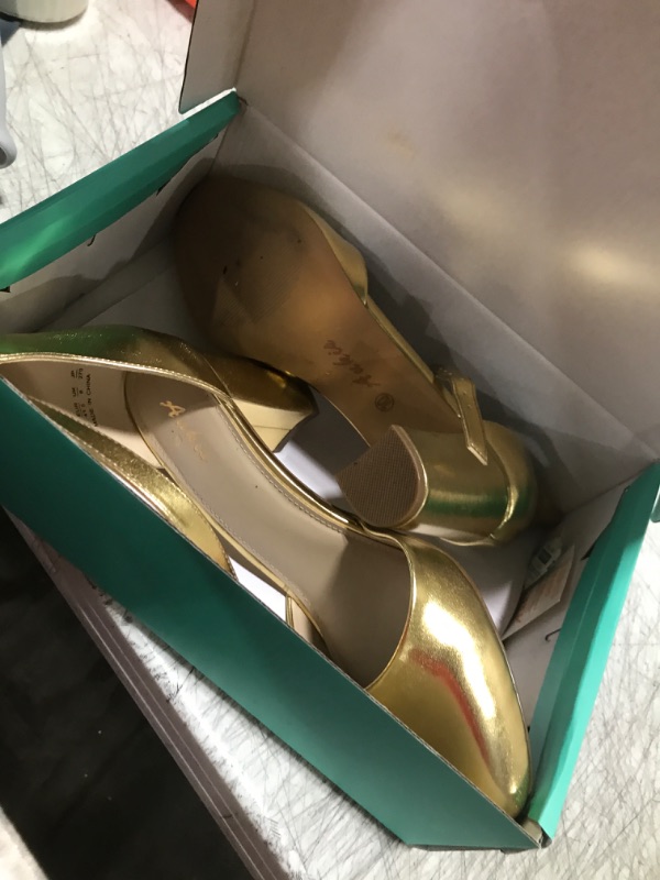 Photo 1 of Ankis Gold Closed Toe Heels for Women -Womens Heels Closed Toe Chunky Block Pumps Dress Shoes, 3 Inch Size 10