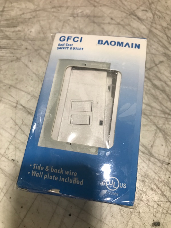 Photo 1 of Baomain 20 Amp Blank Face GFCI with Wallplate, 20A 125V AC 60Hz WR, Weather-Resistant Self-Test Indoor Receptacle with LED Indicator, UL&CUL Listed, White (1)