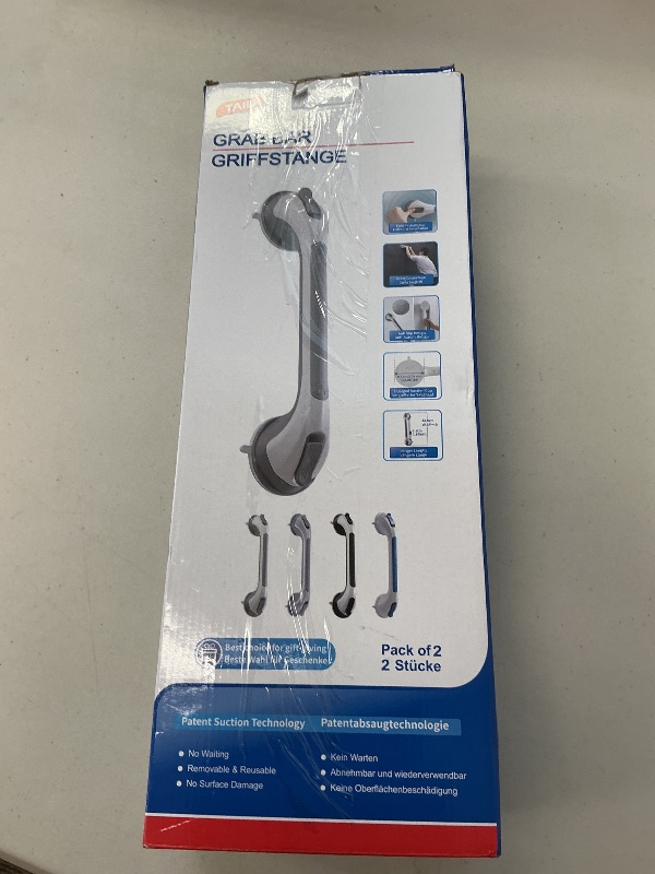 Photo 1 of TAILI Grab Bars for Bathtubs and Showers 2 Pack Suction Grab Bar, Heavy Duty Shower Handle Removable Bath Handrails for Seniors and Elderly, Bathroom Safety Grip No Drilling Waterproof,Grey
