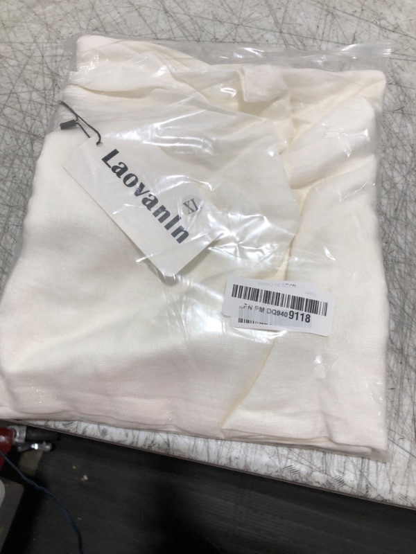 Photo 1 of LaovanIn Women's Linen Cropped Pants Tapered Ankle Capris Trousers Elastic Waist X-Large White