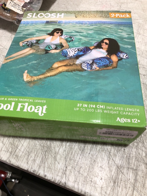 Photo 1 of Sloosh Pool Floats Adult, 2 Packs Inflatable Pool Lounge Chairs,Blow up Hammock Pool Noodles Floats for Adults,Floating Water Chair for Pool Party Lake River Water Fun(Tropical Leaves-Green,Blue)