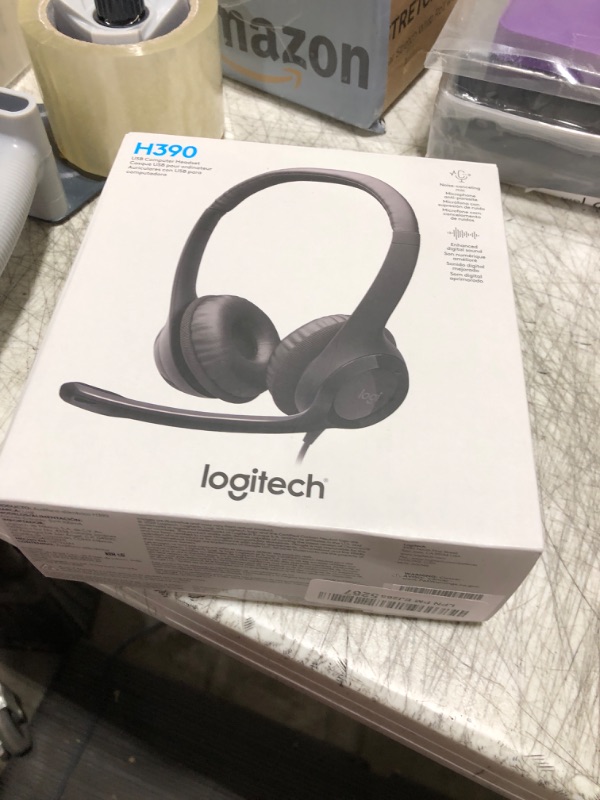 Photo 1 of Logitech H390 Gaming Headphones, Wired Headphones with Mic, USB Headset with Microphone for PC, Noise Cancelling Microphone for Video Meetings, Music, Gaming - Black