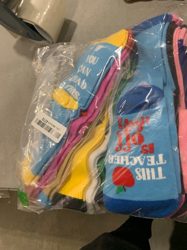 Photo 1 of Crowye 12 Pairs Womens Funny Crew Socks Teacher Novelty Cotton Socks Appreciation Gift for Graduation Teachers' Day