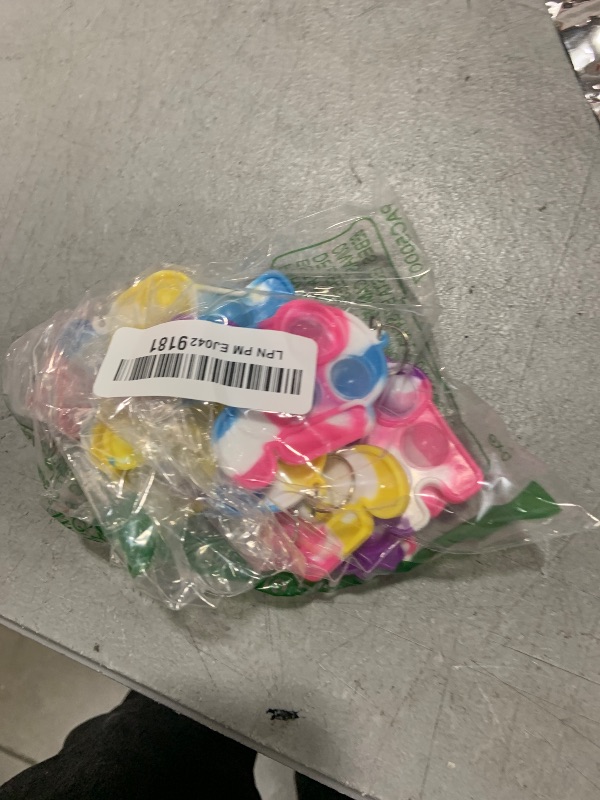Photo 1 of 30 Packs Kids Christmas Valentine Party Favors and Classroom Students Gifts, Push Fidget Bubble Fidget Sensory Bulk Mini Pop Keychain,Boys Girls Holiday Camp Small Rainbow Activities Prizes