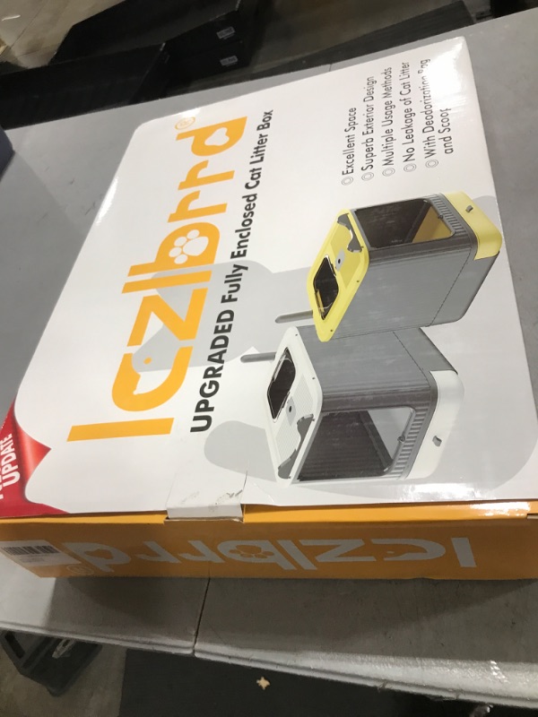 Photo 1 of LCZLBRRD Upgraded Fully Enclosed Cat Litter Box with Lid, Covered Cat Box Enclosure, Anti-Splashing Easy to Clean Kitty Litter Boxes with Drawer, 3 Modes can Use from Kitten to Adult(White&Grey)