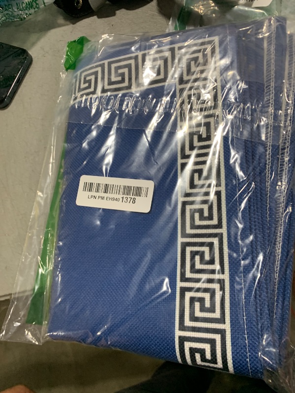Photo 1 of Placemats Geometric Greek Key Design Place Mats for Dining Room Dinner Table Navy Blue Washable Table Mats Kitchen Decorations Set of 6