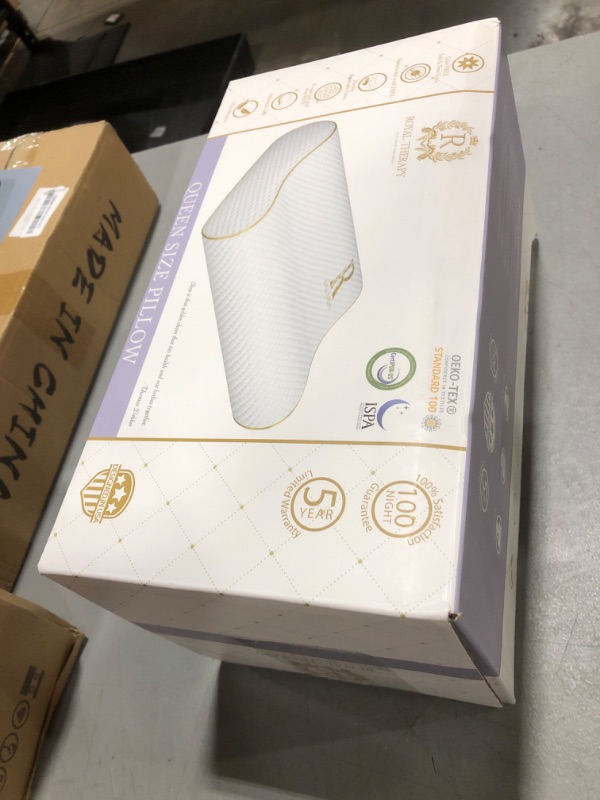 Photo 1 of Royal Therapy Memory Foam Pillow, Queen Neck Pain Relief, Contour Cervical Pillow, for Neck and Shoulder Pain, Side, Back and Stomach Sleeper