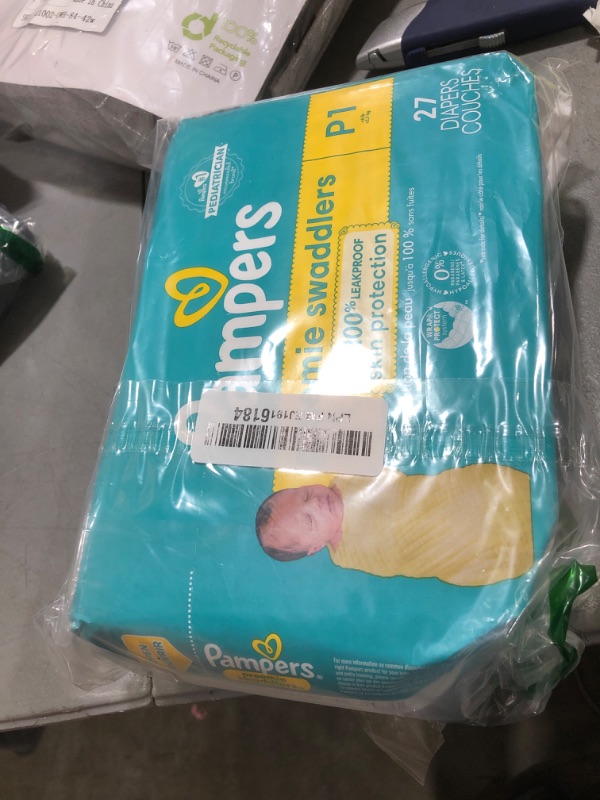 Photo 1 of Pampers Baby Diapers - Swaddlers - Size P1, 27 Count, Ultra Absorbent Disposable Preemie Diaper