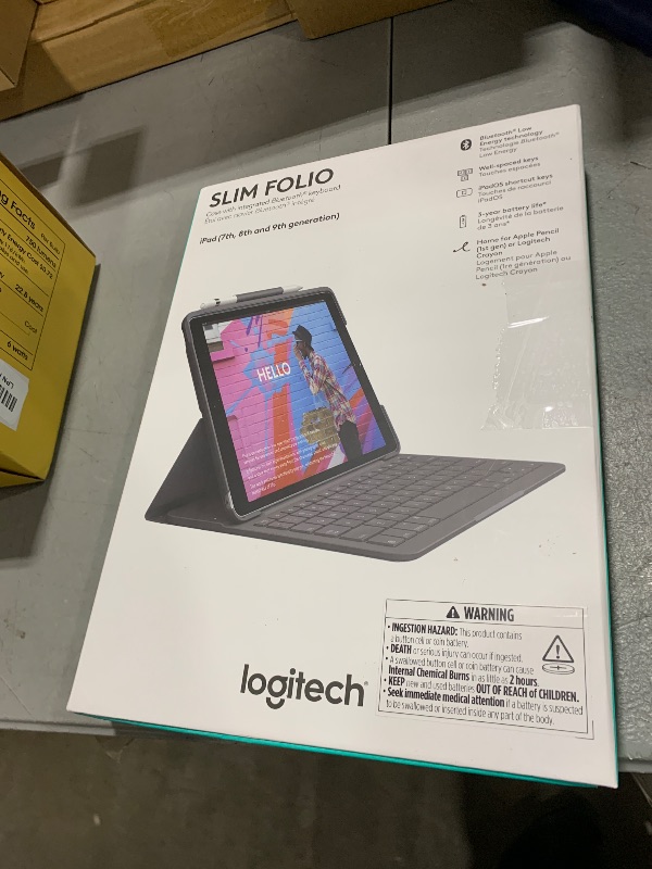 Photo 1 of Logitech IPad (7th, 8th and 9th Generation) Keyboard Case Slim Folio with Integrated Wireless Keyboard (Graphite)