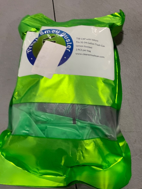 Photo 1 of trash smell buster, Trash Can Smell Eliminator Cover, Odor Eliminating Bag with Optional Straps, Eliminates Odor from Trash, Durable, Effective, Lemon Scented, 32 Gallon, 2 Covers