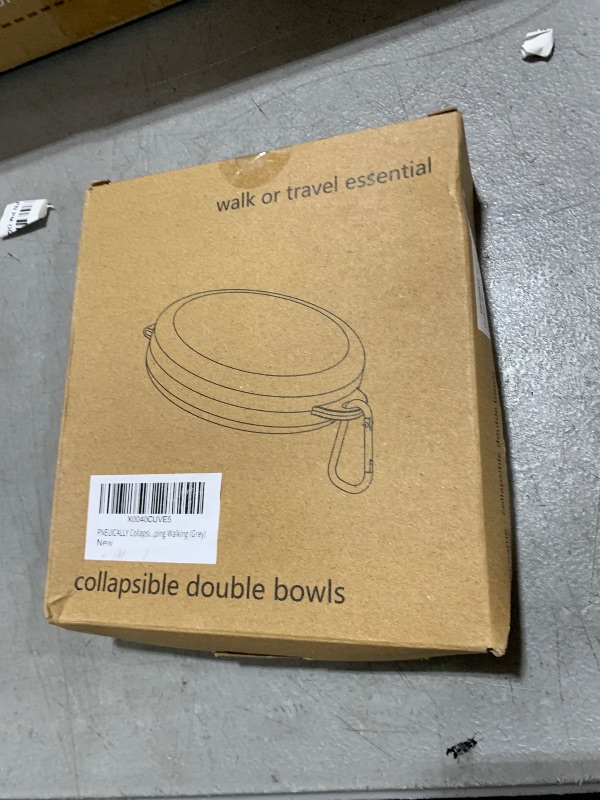 Photo 1 of PNEUICALLY Collapsible Dog Water Bowl 2 in 1 Foldable Pet Food and Water Bowl Portable Cats Dishes with Carabiner Clip for Traveling Hiking Camping Walking (Grey)
