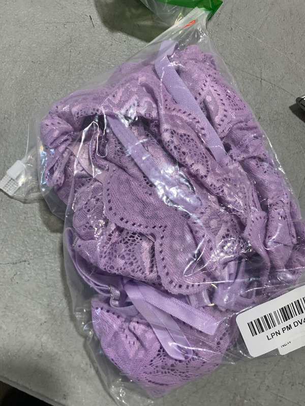 Photo 1 of Aranmei Lingerie for Women Lace Teddy Bodysuit Sexy Deep V Cut Out Matching Panty Underwear Light Purple Large
