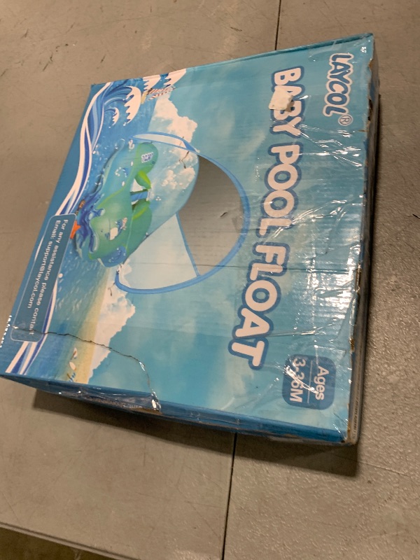 Photo 1 of LAYCOL Baby Swimming Float Inflatable Baby Pool Float Ring with Sun Protection Canopy,add Tail no flip Over for Age of 3-36 Months (Blue, L)