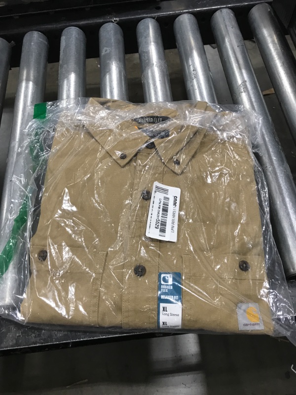 Photo 1 of Carhartt mens Rugged Flex Rigby Long Sleeve (Big & Tall) Work Utility Button Down Shirt, Dark Khaki, Large Big Tall US