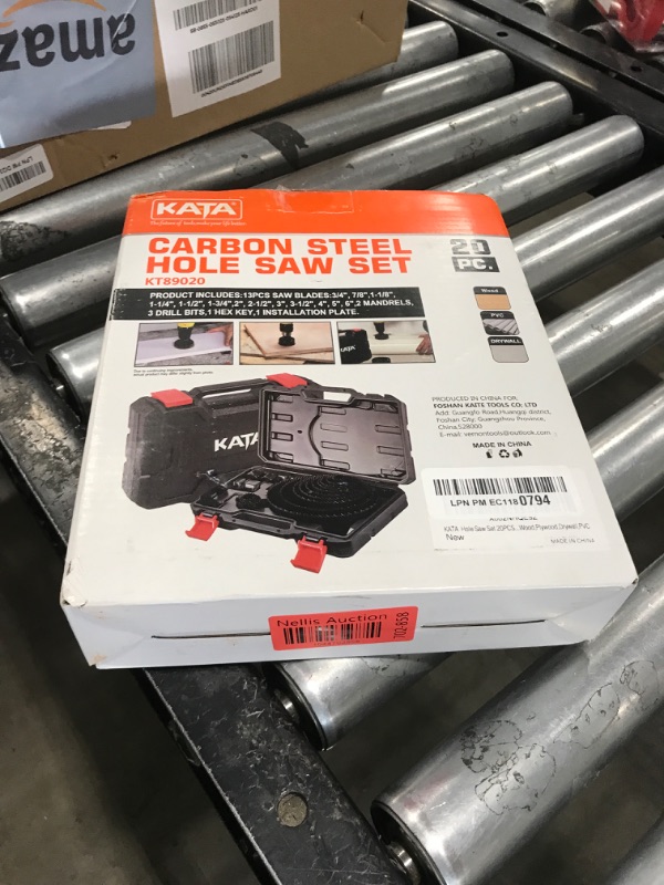 Photo 1 of KATA Hole Saw Set 20PCS Hole Saw Kit with 3/4"-6"(19-152mm) 13PCS Saw Blades, 2 Mandrels, 3 Drill Bits, 1 Installation Plate, 1 Hex Key, Ideal for Soft Wood, Plywood, Drywall, PVC