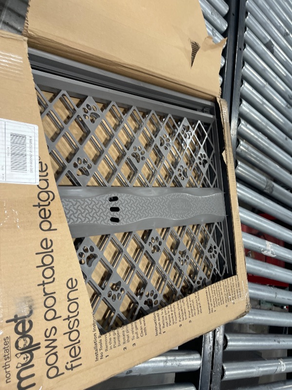 Photo 1 of MYPET North States Paws Portable Pet Gate: 26-40" Wide. Pressure Mount. No Tools Needed. Made in USA. Dog Gate 23" Tall, Expandable, Durable Dog Gates for Doorways, Fieldstone Gray