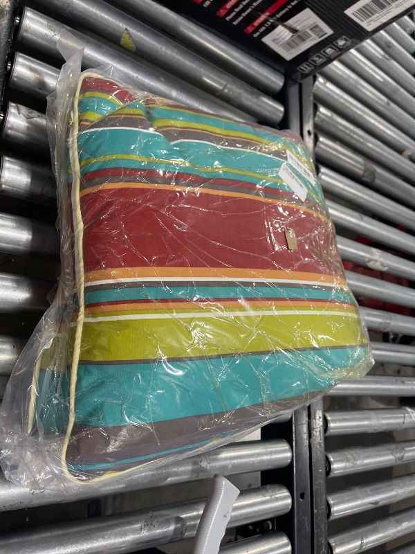Photo 1 of Enipate Inserts Included Outdoor Throw Pillows, Pack of 2 Striped Water Resistance Stuffed Pillows for Patio Furniture Decor 18x18 in