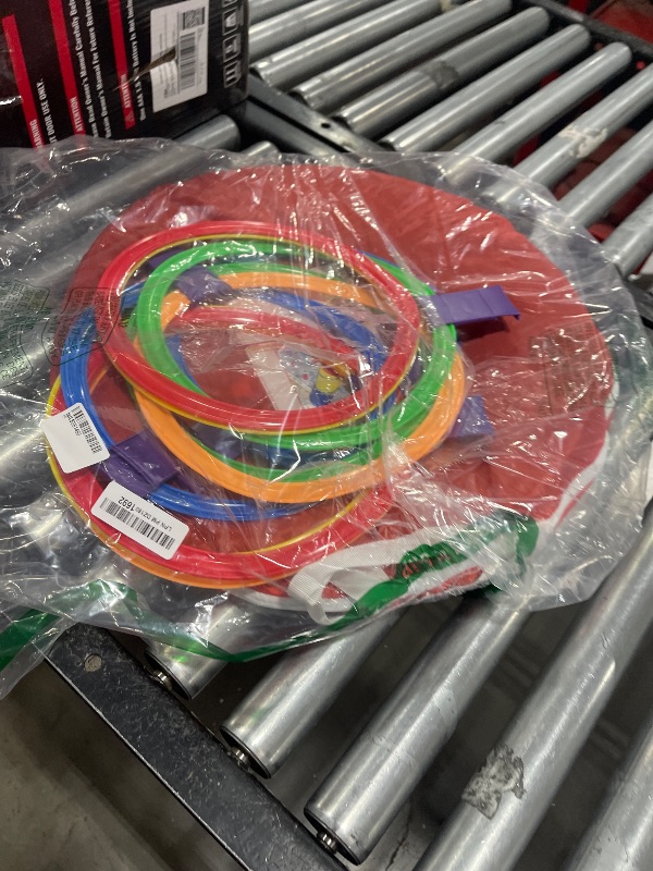 Photo 1 of Hey! Play! Hopscotch Ring Game-10 Multi-Colored Plastic Rings and 15 Connectors for Indoor or Outdoor Use-Fun Creative Play Set for Girls and Boys