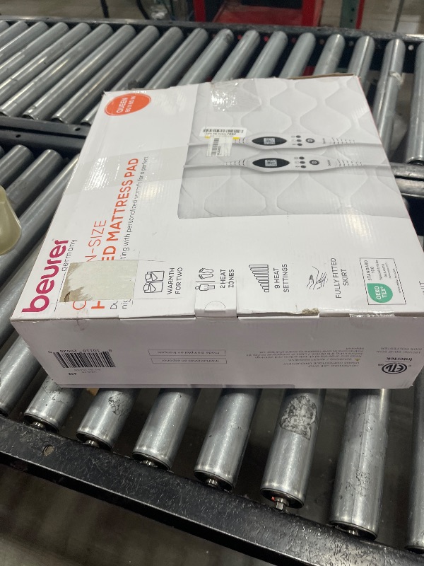 Photo 1 of Beurer UWB70 Heated Mattress Pad Queen, Dual Control Electric Mattress Cover with Separate Feet/Body Heat, Auto Shut Off, 9 Warming Levels, Overheat Protection, and Soft Quilted Fabric, 60" x 80"