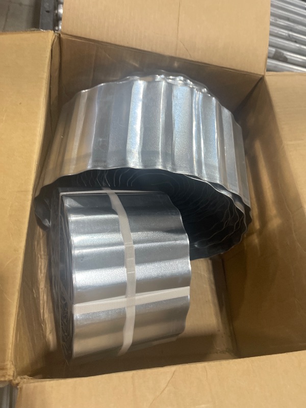 Photo 1 of Land Guard Corrugated Garden Edging Border,6" x 50' Landscape Paver Edging, Tall Landscape Edging, Fence for Garden, Flower Bed, Lawn and Landscape Edging (Silver)