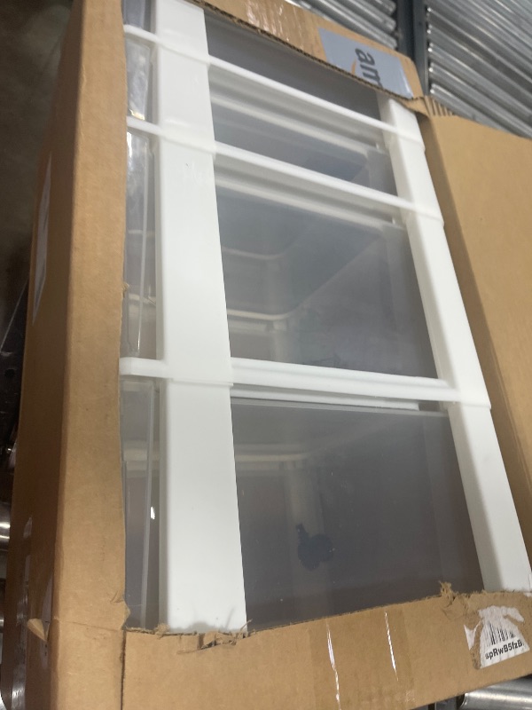 Photo 1 of HOMZ Drawer Tower, 4-Tier Clear Plastic Storage Organizer Cart, White Frame - Heavy-Duty Drawers with Wheels for Home, Bedroom, and Bathroom Organization