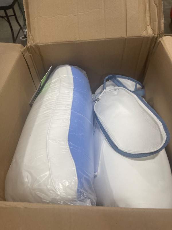 Photo 1 of MEELUS Cooling Bed Pillows Queen Size Set of 2, Cool for Hot Sleepers, Soft Gusseted Hotel Down Alternative Pillow 2 Pack for Side Back Stomach Sleeper, Supportive, Pain Relief, ICY Blue, 20" x 30"