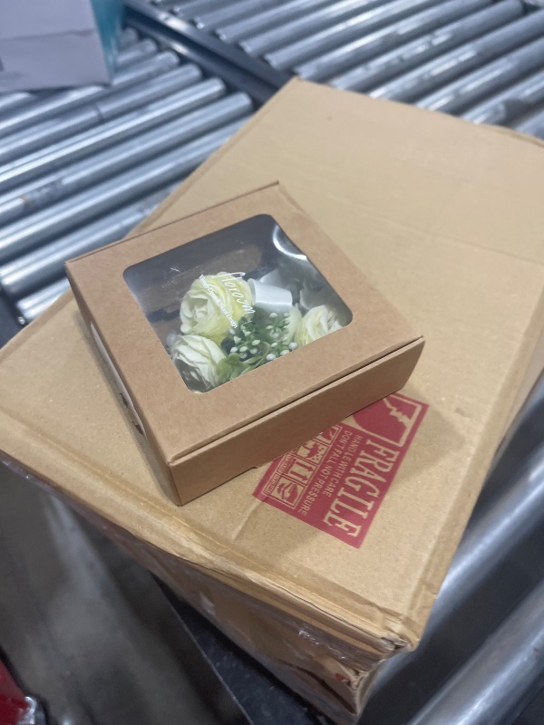 Photo 1 of Floroom Ivory Ranunculus Peony Wrist Corsage Wristlet Band Bracelet and Men Boutonniere Set for White Wedding Flower Accessories Prom Suit Decorations
