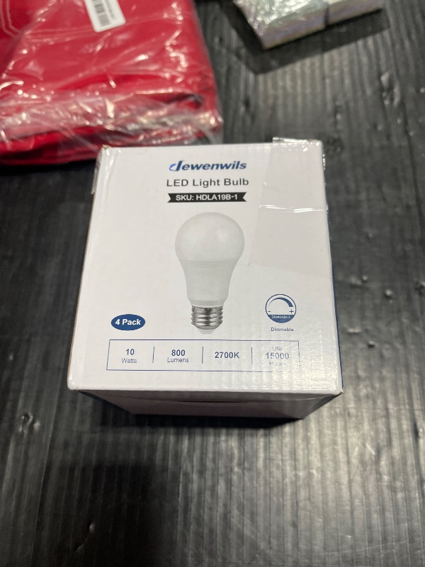 Photo 1 of DEWENWILS 4-Pack Dimmable LED A19 Light Bulb, 800 Super Bright, 2700K Soft Warm Light Bulb, 10W (60 Watt Equivalent) LED Bulb, E26 Medium Screw Base, UL Listed