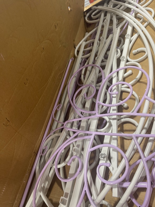 Photo 1 of Acme Priya II Metal Tube Full Bed with Canopy in White and Light Purple