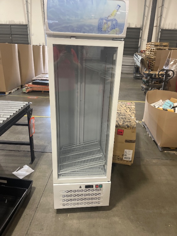 Photo 1 of PeakPursuit Commercial Display Refrigerator, 11.3 Cu.Ft. Glass Door Beverage Refrigerator Upright Display Fridge With LED Light and Adjustable Shelves for Home Restaurant Grocery