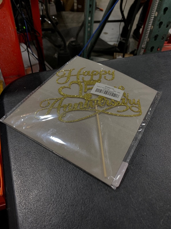 Photo 1 of YUINYO Glitter Happy 5th Anniversary Cake Toppers -Wedding Anniversary Party Decorations, 5th Wedding Anniversary, Company Anniversary Party, Birthday Party Decorations (Gold-5)