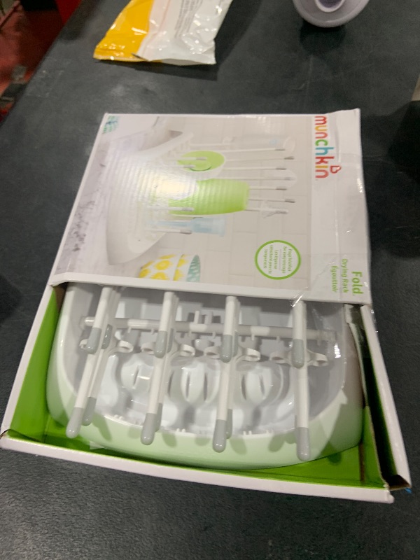 Photo 1 of Munchkin Fold Baby Bottle Drying Rack - Compact Design Folds Flat for Easy Storage, White/Grey