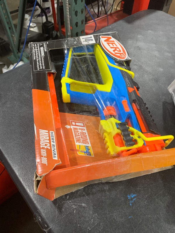 Photo 1 of Nerf Rival Mirage XXIV-800 Blaster, 10 Nerf Rival Accu-Rounds, 2 Ways to Load, 8 Round Removable Magazine, Pump Action Priming, Gifts for Teens