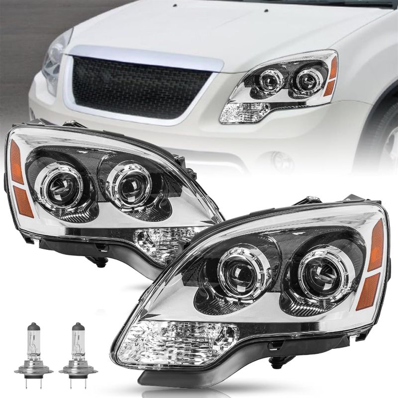 Photo 1 of For 2007-2012 GMC Acadia Halogen Headlight Assembly OE Style Headlamps Pair Set Replacement Front Lamps Driver & Passenger Side NOT FIT HID