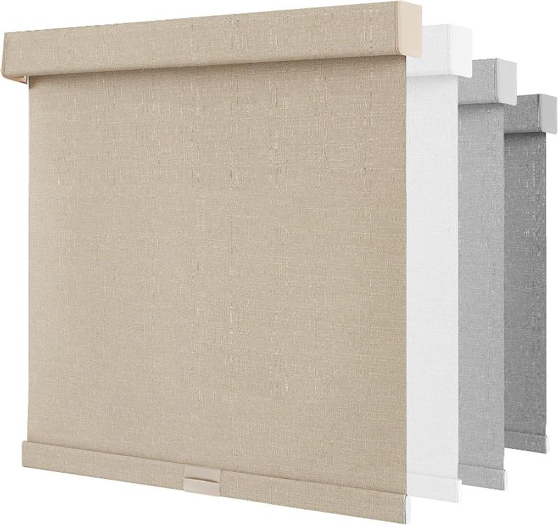 Photo 1 of NUTRO CHILL Blackout Window Blinds Cordless, Spring System Window Shades with UV Protection Thermal Insulated Linen Fabric, Roller Blinds for Home Office