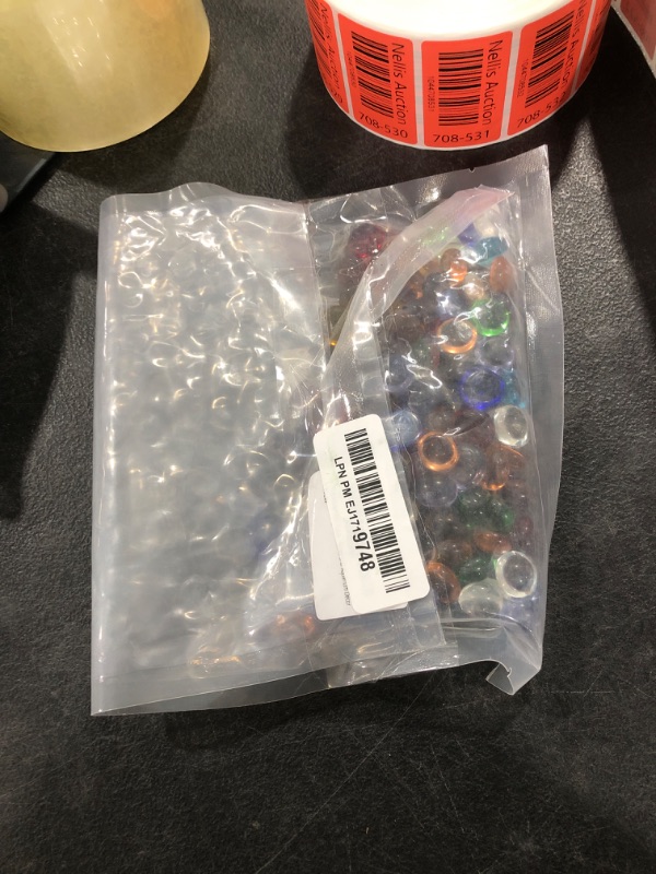 Photo 1 of 1 LB Mixed Color Flat Glass Beads, 160-180PCS Small Glass Marbles, Mini Flat Round Pebbles for Vase Filler and Floral, Fish Tank Rocks Decorative Gemstones for Home and Aquarium Décor