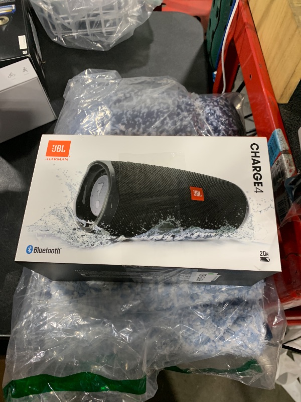 Photo 1 of JBL Charge 4 Portable Waterproof Wireless Bluetooth Speaker - Black (Renewed)