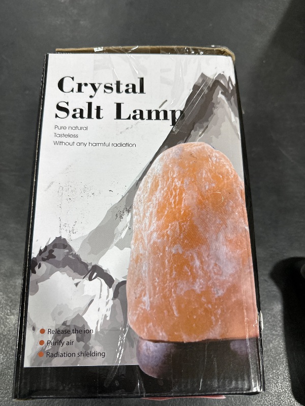 Photo 1 of Himalayan Salt Lamp with Dimmer Switch - Natural Crystal Rock Night Light for Home Decor - Hand Carved Salt Lamp with Wooden Base - Soothing Amber Glow Night Light & Gifts