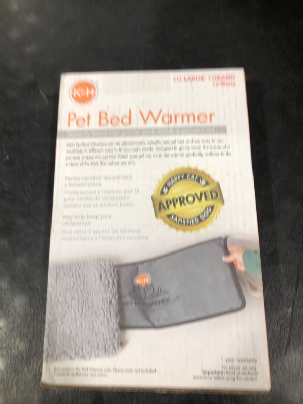 Photo 1 of K&H Pet Products Pet Bed Warmer, Turn Any Pet Bed Into a Heated Cat or Dog Bed, Waterproof Indoor Heated Warming Pad Insert, Automatic Temperature, Safety Listed - Large 24.5 X 11.75in Gray