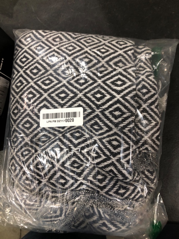 Photo 1 of RAJRANG Black Throw Blanket Woven Country Rustic All Weather 100% Cotton Knitted Luxury Sofa Couch Bed Throws Mini Diamond 50 x 60 Inches